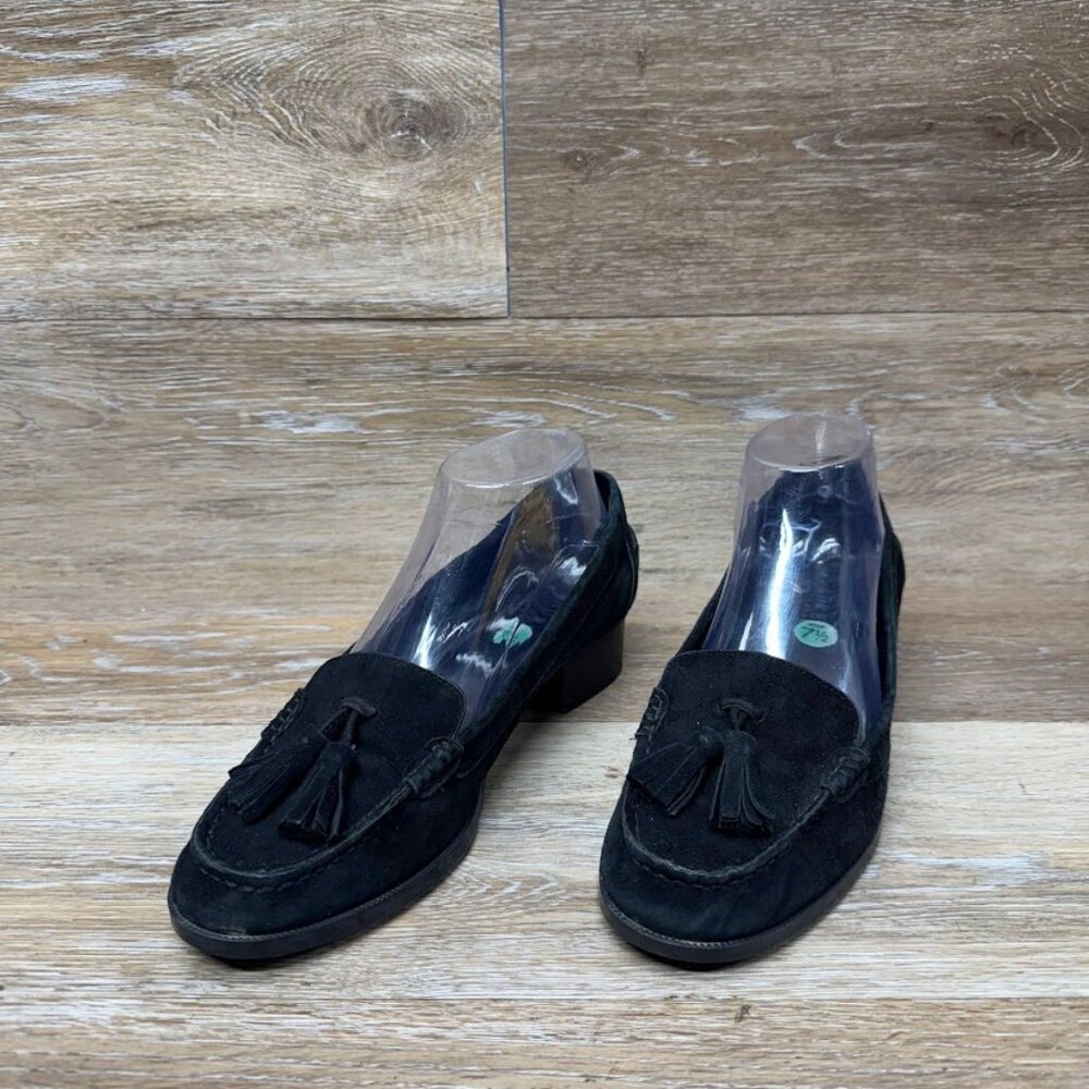 Lauren Ralph Lauren Pomona Black Suede Tassel Slip-On Loafers Women's Size 7.5